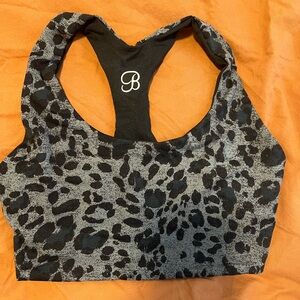 Bombshell Black and Gray Leopard Print Sports Bra